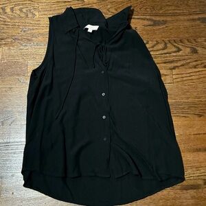 Black Sleeveless Button Down Top